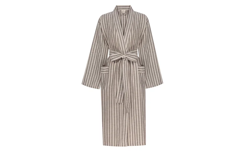  Cotton and linen robe, Mizar & Alcor striped grey
