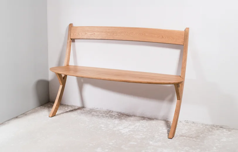 Leaning Bench wooden bench, Studio Boloz, oak