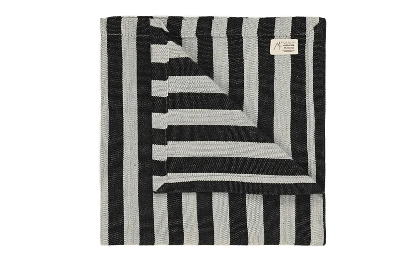 Linen and cotton napkin, 2 pack Mizar & Alcor Mute, Striped Black