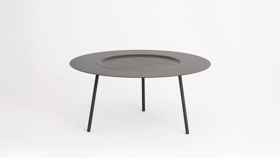 Woodplate Coffee steel table, tre product, large gray