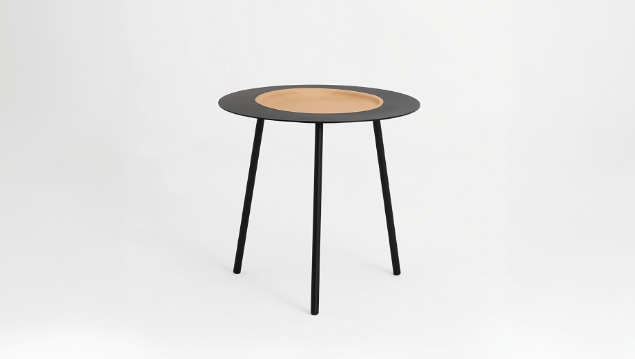 Woodplate Coffee steel table, tre product, small black, oak