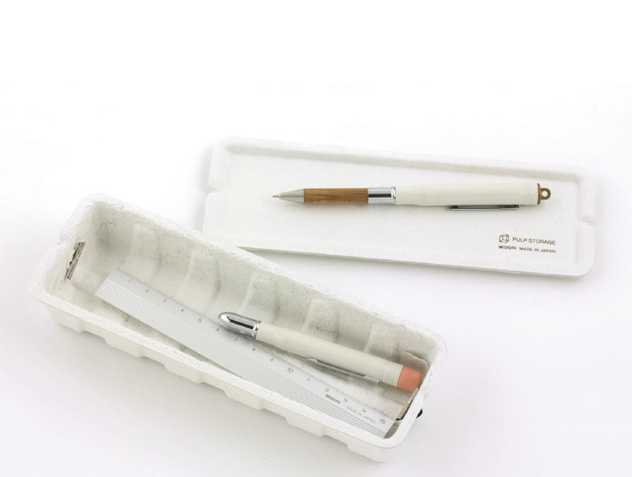 Eco-friendly Pulp Midori pencil case, White white  brands \ Midori  products \ wise write products \ view all