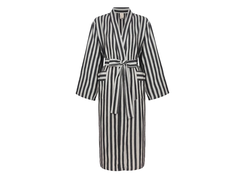  Cotton and linen robe, Mizar & Alcor striped black