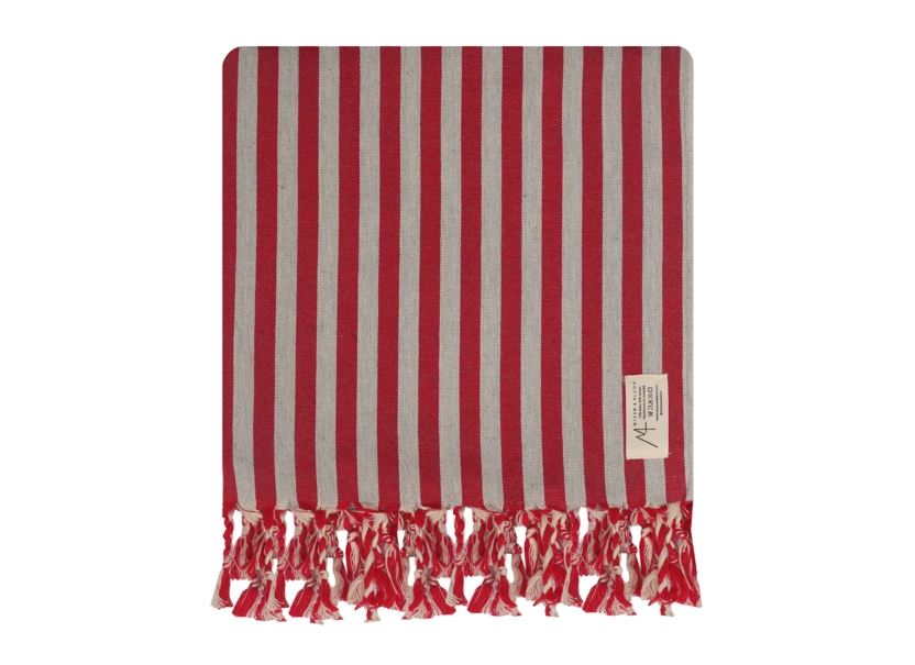  Cotton and linen towel, Mizar & Alcor striped red