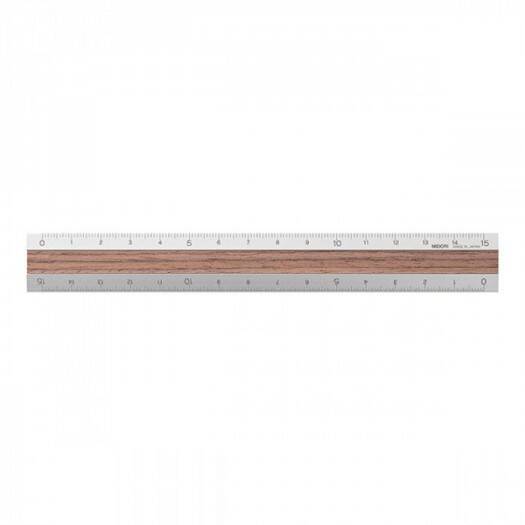 15 cm ruler Midori, Silver - Dark Wood 