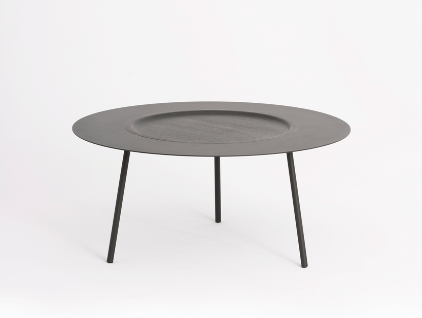 Woodplate Coffee steel table, tre product, large gray