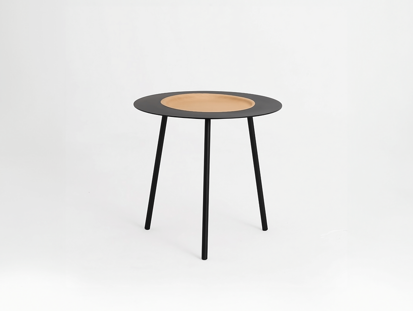 Woodplate Coffee steel table, tre product, small black, oak