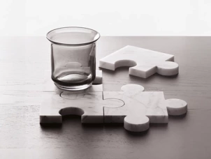 Elegant gift: Open Glass tumblers and Stonecut Puzzle coasters