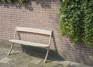 Leaning Bench wooden bench, Studio Boloz, ash