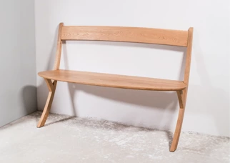 Leaning Bench wooden bench, Studio Boloz, oak