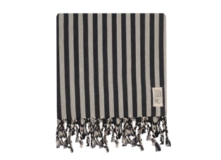 Linen and cotton towel, Mizar & Alcor striped black