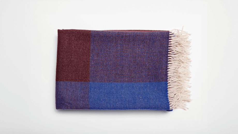 Couverture en laine mérinos Blend, tre product, bleu, blanc
