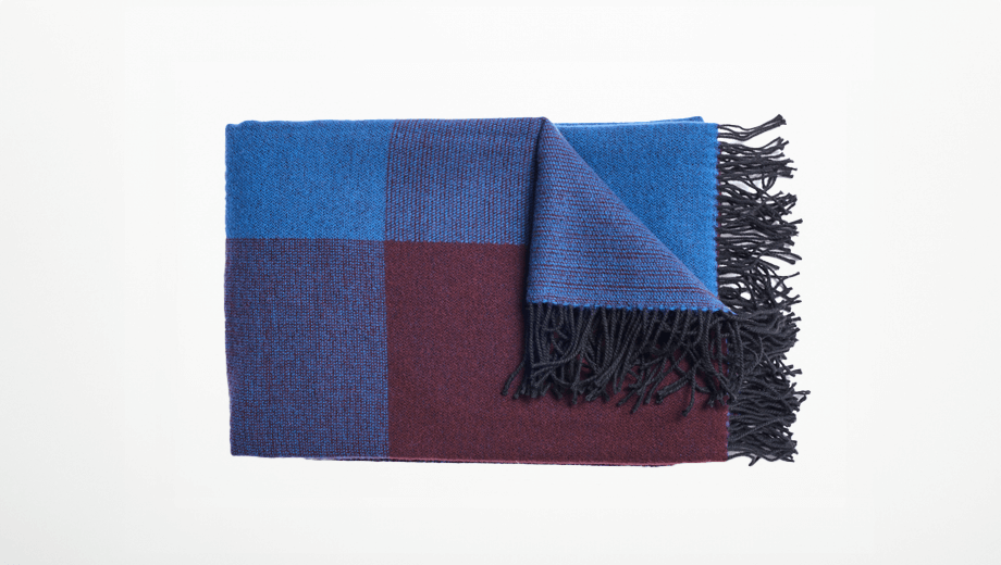 Couverture en laine mérinos Blend, tre product, bleu, noir