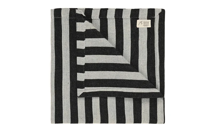 Serviette de table en lin et coton, 2 paquets Mizar & Alcor Mute, Striped Black