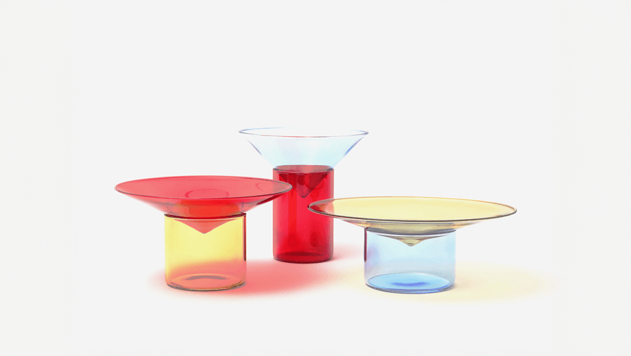 Set en borosilicate Vovo, tre product, bleu clair-rouge-jaune