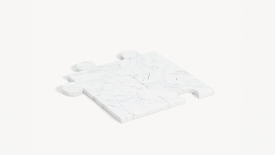 Sous-verre Stonecut Puzzle, tre product, blanc