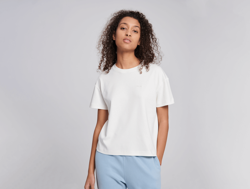 T-shirt Here en coton biologique, Mudita, femmes, blanc