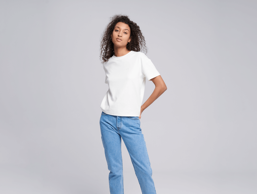 T-shirt en coton bio Less, Mudita, femmes, blanc