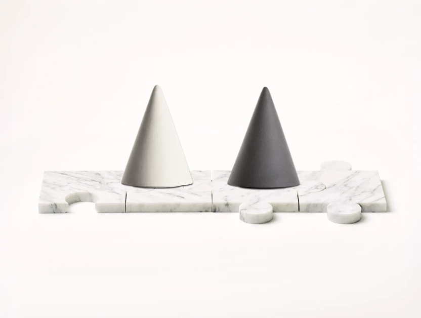 Cadeau design : sous-verres Stonecut Puzzle et Salt & Pepper Cone