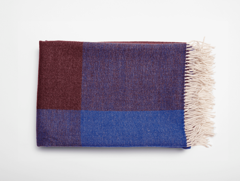Couverture en laine mérinos Blend, tre product, bleu, blanc