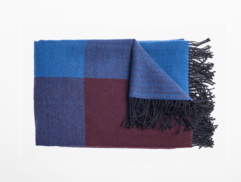 Couverture en laine mérinos Blend, tre product, bleu, noir