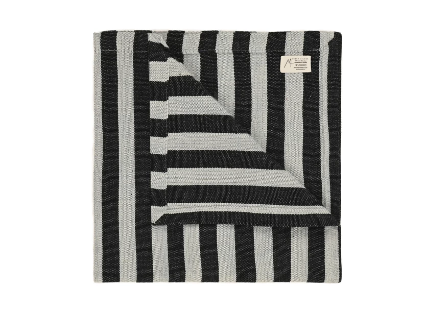 Serviette de table en lin et coton, 2 paquets Mizar & Alcor Mute, Striped Black