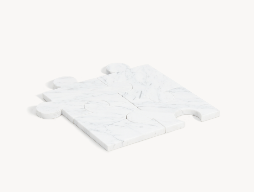 Sous-verre Stonecut Puzzle, tre product, blanc