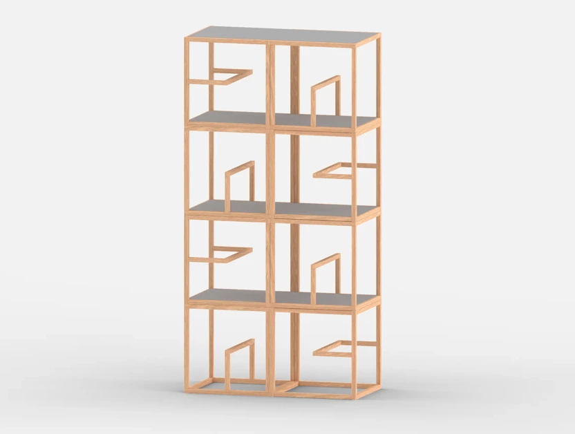 Système d'ameublement modulaire Text Block Wood, tre product, set x8, frêne