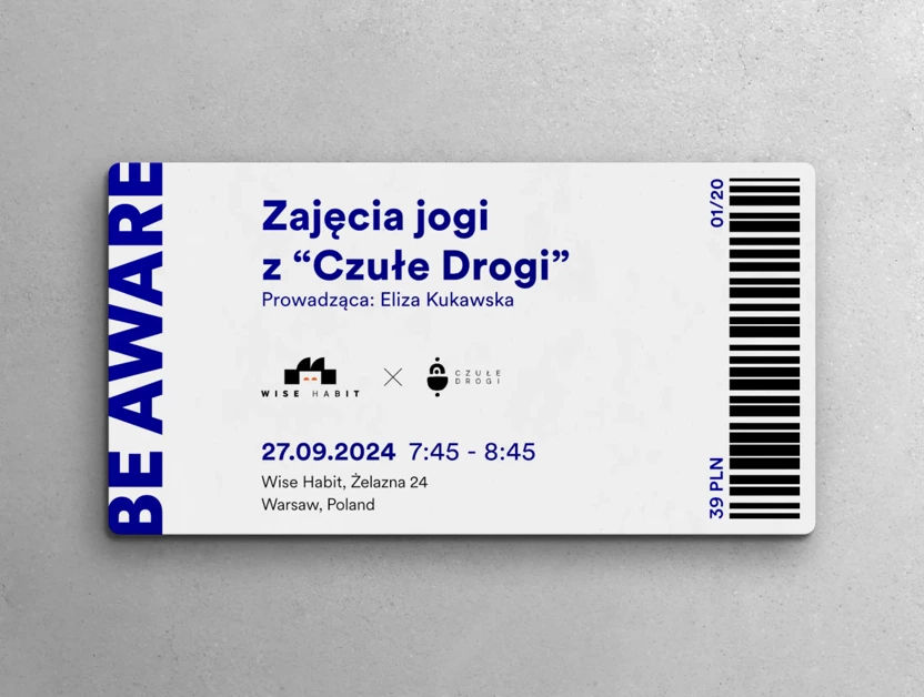 Ticket for yoga classes with “Czułe drogi” 27.09