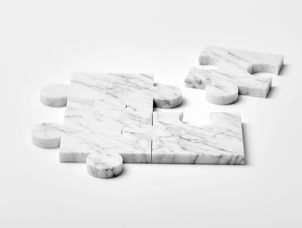 Sous-verre Stonecut Puzzle, tre product, blanc