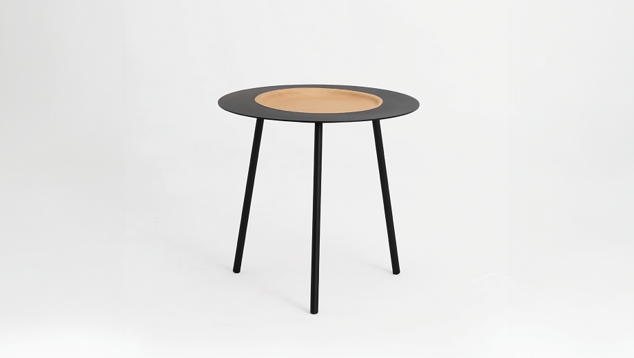 Woodplate Couchtisch aus Stahl, tre produkt, klein schwarz, Eiche