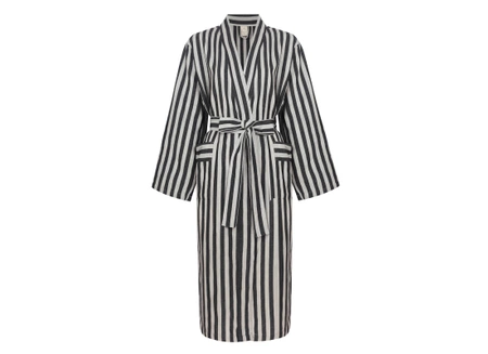  Cotton and linen robe, Mizar & Alcor striped black