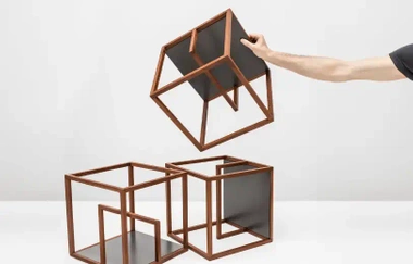 Système d'ameublement modulaire Text Block Wood, tre product, double set