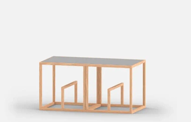 Système d'ameublement modulaire Text Block Wood, tre product, double set, frêne