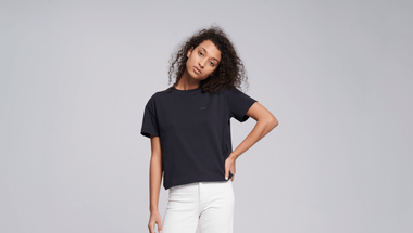 Less Women organic cotton t-shirt, Mudita, black