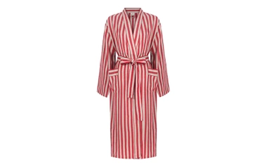 Cotton and linen robe, Mizar & Alcor striped red