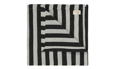 Linen and cotton napkin, 2 pack Mizar & Alcor Mute, Striped Black