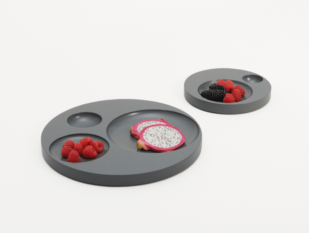 Plateau en bois massif Moln, tre product, petit, gris