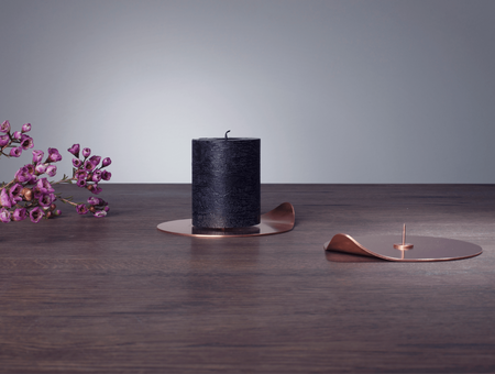 Chamberstick natural copper candle holder + free Chamber candle, tre product
