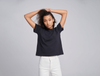 T-Shirt aus weniger Bio-Baumwolle, Mudita, Damen, schwarz