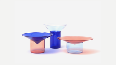 Vovo borosilicate set, tre product, blue-light blue-pink