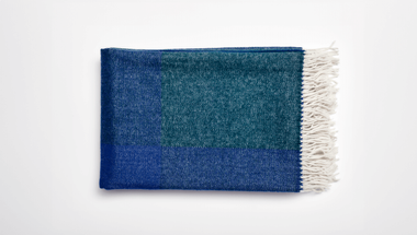 Koc z wełny merynosów Blend, tre product, zielony, biały