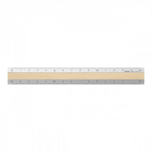 15 cm ruler Midori, Silver - Light Wood