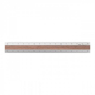 15 cm ruler Midori, Silver - Dark Wood