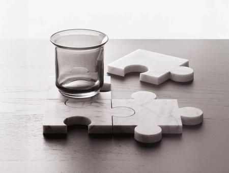 MINIMALIST GIFT SET: Open Glass tumblers + Stonecut Puzzle coasters