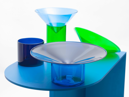 Vovo borosilicate set, tre product, light blue-red-yellow