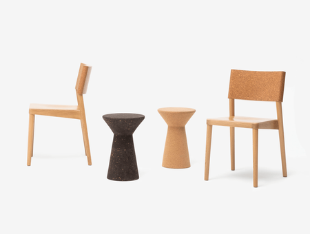 Stołek z naturalnego korka Cork Stool, tre product, ciemny