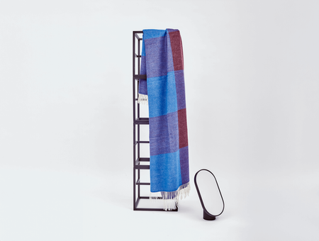 Koc z wełny merynosów Blend, tre product, niebieski, biały