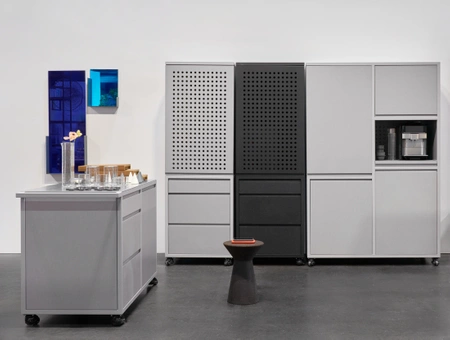 Kitchen module Couple, Wise Habit Double Unit retractable door , model 04, Valchromat Grey