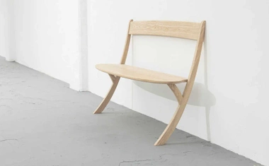 Leaning Bench wooden bench, Studio Boloz, ash